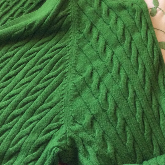 Talbots Cardigan Green Cable Stitch 5 Button Raglan Long Sleeve - Picture 3 of 3